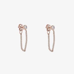 NEW Pura Vida Rose Gold Chain Ear‎ Wrap Moonstone White Stud